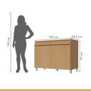 Ver imagem 4 de Balcao 2 Portas 2 Gaveta 120cm Simone Mendes 100% MDF Marrom/Carvalho/Greige