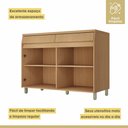 Ver mais imagens de Balcao 2 Portas 2 Gaveta 120cm Simone Mendes 100% MDF Marrom/Carvalho/Greige
