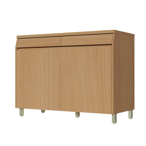 Balcao 2 Portas 2 Gaveta 120cm Simone Mendes 100% MDF Marrom/Carvalho/Greige