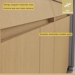 Balcão 2 Portas 2 Gaveta sem Tampo 120cm Simone Mendes 100% Mdf - 7