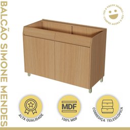 Balcão 2 Portas 2 Gaveta sem Tampo 120cm Simone Mendes 100% Mdf - 2