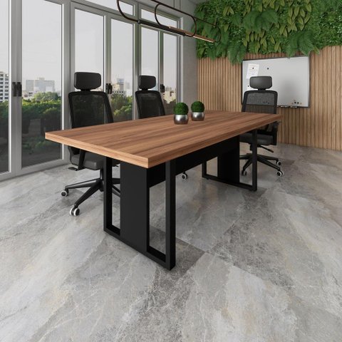 Mesa de Escritório Reunião 2,00m Pé Metal Quadro F5 Office