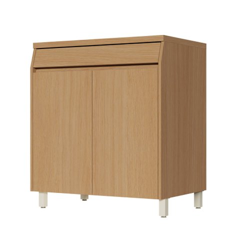 Balcao 2 Portas 1 Gaveta 80cm Simone Mendes 100% MDF Marrom/Carvalho/Greige