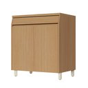 Ver imagem 1 de Balcao 2 Portas 1 Gaveta 80cm Simone Mendes 100% MDF Marrom/Carvalho/Greige