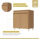 Ver imagem 5 de Balcao 2 Portas 1 Gaveta 80cm Simone Mendes 100% MDF Marrom/Carvalho/Greige