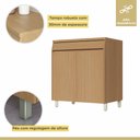Ver imagem 6 de Balcao 2 Portas 1 Gaveta 80cm Simone Mendes 100% MDF Marrom/Carvalho/Greige