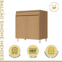Ver imagem 4 de Balcao 2 Portas 1 Gaveta 80cm Simone Mendes 100% MDF Marrom/Carvalho/Greige