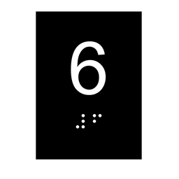 Kit 10 Placas Braile Ps do 6° Andar Elevador Preto - 1