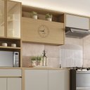 Ver imagem 1 de Armário Aéreo 1 Porta com Relógio Condessa 100% MDF 120cm Marrom/Carvalho/Greige