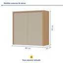 Ver imagem 3 de Armário Aéreo 2 Porta Condessa 100% MDF 80cm Cinza/Carvalho/Greige