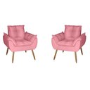 Ver imagem 1 de Kit 2 Poltronas Opala Decorativa Suede Rosa Dal Poz Estofados