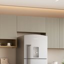 Ver imagem 1 de Armário Aéreo Geladeira 1 Porta Basculante Simone Mendes 80cm 100% MDF Marrom/Carvalho/Greige