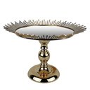 Ver imagem 1 de Centro de Mesa Bandeja Doceira Doce Redonda em Metal Dourado com Base Espelhada 24x33cm