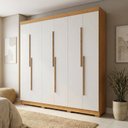 Ver imagem 1 de Guarda-Roupa Casal 6 Portas 2 Gavetas 100% MDF Valência Off White/Cerejeira/Nevaska