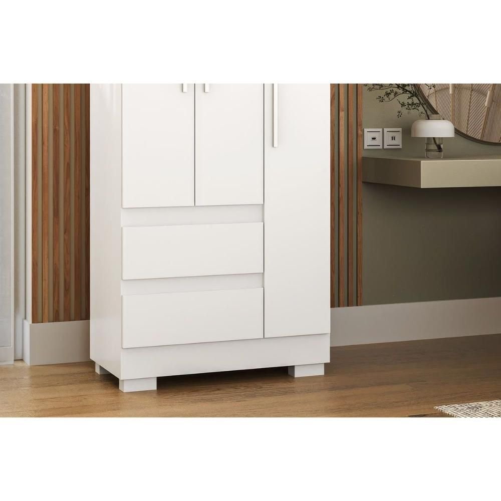 Guarda Roupa Solteiro 3 Portas e 2 Gavetas Maya Nature/off White