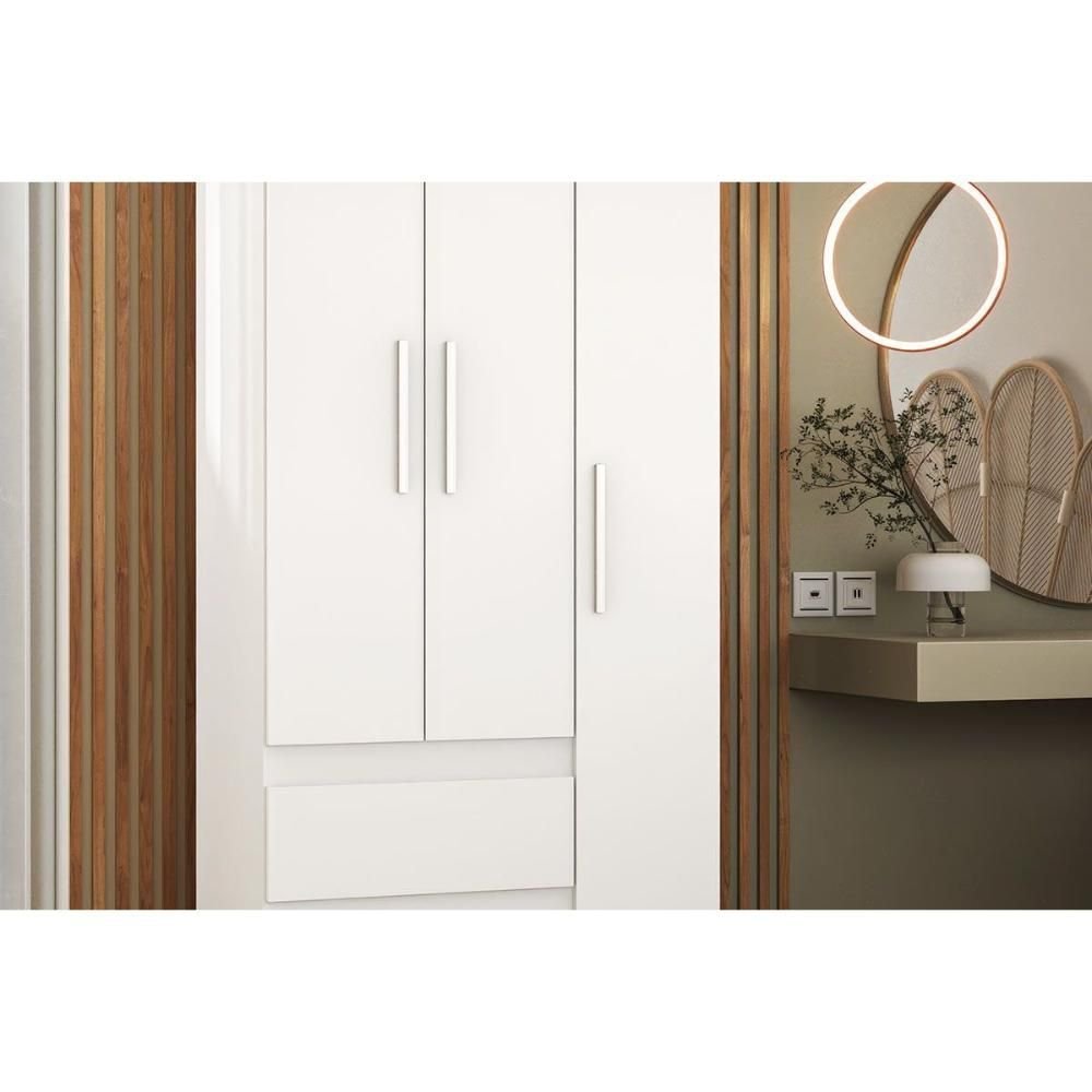 Guarda Roupa Solteiro 3 Portas e 2 Gavetas Maya Nature/off White