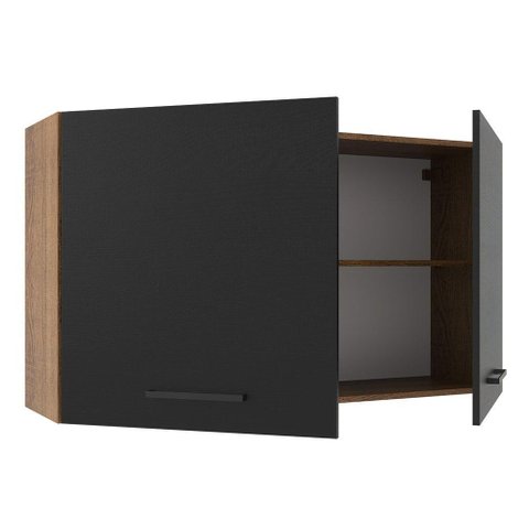 Armário Aéreo Madesa Agata 120cm com 2 Portas Rustic Preto