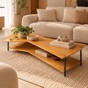 Ver imagem 1 de Mesa de Centro Caribe 170cm em Madeira Laminada Mel com Metal Black