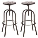 Ver imagem 1 de Kit 2 Banquetas Giratórias ANM6676B Assento Madeira Base Metal sem Encosto Ajustável Marrom Anima