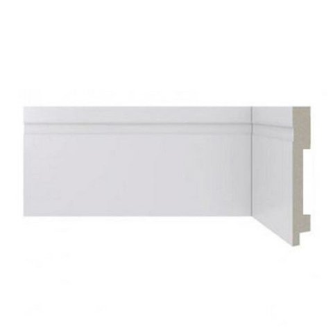 Kit Rodapé de Poliestireno 30 Barras Lisas de 12cm x 2,40m Rende 72 Metros Casa Grassi Branco