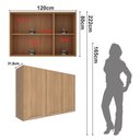 Ver imagem 5 de Armário Aéreo de Cozinha 120x80cm 3 Portas 4 Prateleiras Freijó Cz3109 Freijó