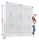 Ver imagem 2 de Guarda Roupa Mônaco 6 Pts com Espelho Branco - Ddoro