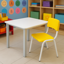 Ver imagem 1 de Mesa e Cadeira Infantil Amarela Branca para Escola e Creche