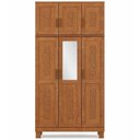 Ver imagem 7 de Guarda Roupa Solteiro com Espelho 6 Portas Aplique Madeira Maciça Lorie F06 Castanho - Lyam Decor