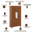 Ver imagem 5 de Guarda Roupa Solteiro com Espelho 6 Portas Aplique Madeira Maciça Lorie F06 Castanho - Lyam Decor