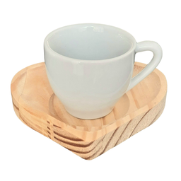 Jogo 6 Xícaras Café Expresso 75ml Porcelana C/ Pires Coração - 4