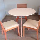 Ver imagem 1 de Mesa de Jantar Redonda Base Tripé em Madeira Maciça - 80 Cm