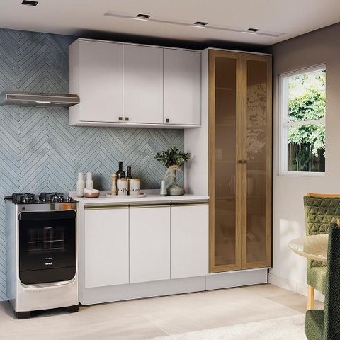 Armário de Cozinha Compacta 100% Mdf 192cm Branco Celeste Kappesberg