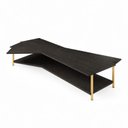 Ver imagem 3 de Mesa de Centro Caribe 170cm em Madeira Laminada Ébano com Metal Gold
