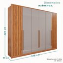 Ver imagem 3 de Guarda-roupa 6 Portas 1 Gaveta Anápolis Ripado 100% Mdf