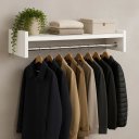 Ver imagem 3 de Arara Cabideiro Suspenso Preto 60x30cm com Prateleira Organi Branco