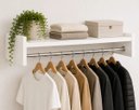 Ver imagem 2 de Arara Cabideiro Suspenso Preto 60x30cm com Prateleira Organi Branco