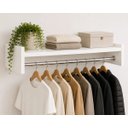 Ver imagem 2 de Arara Cabideiro Suspenso Preto 60x30cm com Prateleira Organi Branco