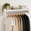 Ver imagem 5 de Arara Cabideiro Suspenso Preto 60x30cm com Prateleira Organi Branco