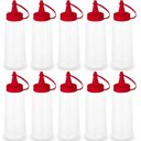 Ver imagem 1 de 10 Bisnagas Plásticas Flexível para Lanchonetes Frascos de Molhos Ketchup Bico Vermelho