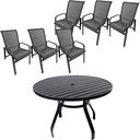 Ver imagem 7 de Mesa Redonda de Piscina 1,40m Ripada Alumínio com 6 Cadeiras de Jardim