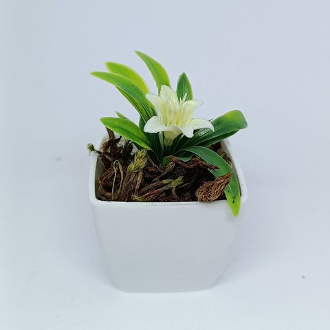 Vasinho Decorativo Quadrado com Planta Artificial Hortênsia - Branco