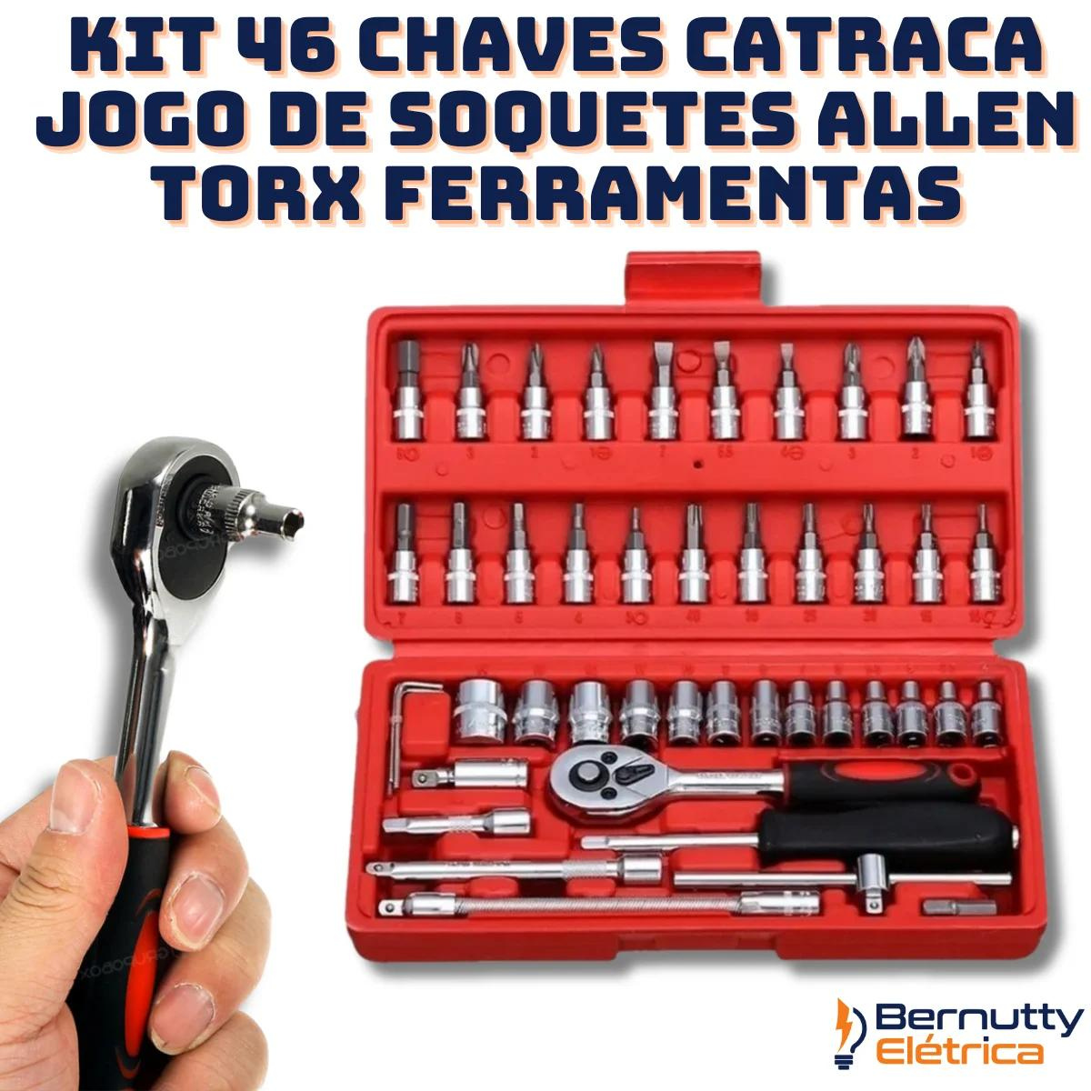 Kit 46 Chaves Catraca Jogo de Soquetes Allen Torx Ferramentas - 2