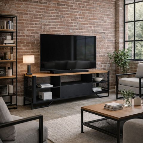 Rack Aparador Estante Sala Corredor Industrial Metal Preta:preto