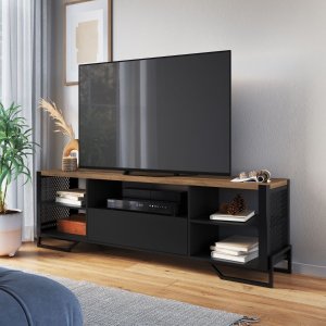 Rack Aparador Estante Sala Corredor Industrial Metal Preta:preto