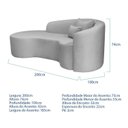 Ver imagem 3 de Recamier Curvo Orgânico 200cm 3 Lugares Lado Esquerdo para Sala de Estar Linho Londres Cinza Claro
