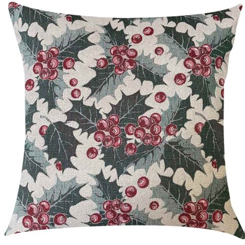 Capa de Almofada Jacquard Luxo Natalina Cerejinhas 45x45cm