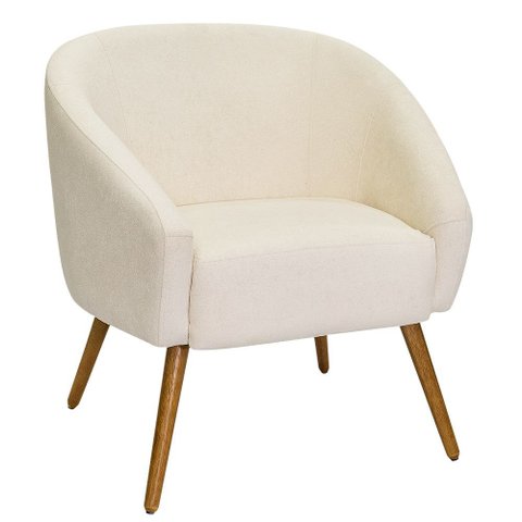 Poltrona Sala de Estar Mona Pés Palito Castanho Bouclé Off White - Nexta Casa