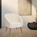 Ver imagem 2 de Poltrona Sala de Estar Mona Pés Palito Castanho Bouclé Off White - Nexta Casa