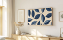 Ver imagem 1 de Quadro Decorativo N°174 160x90cm - Panorâmico Botânico - Folhas Azuis - Madeira Clara - Rollflex