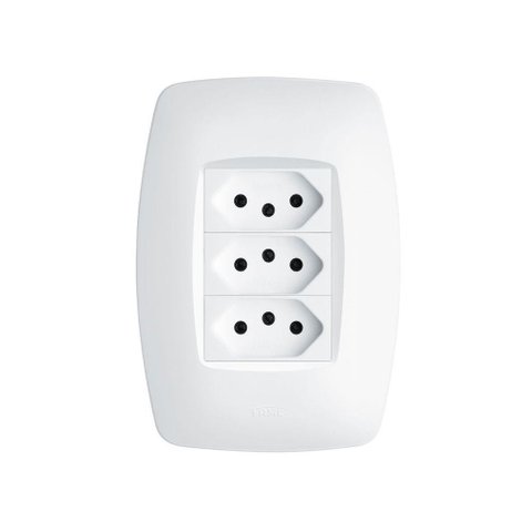 Tomada Tripla Fame Elegance 2p+t 20a com Placa 4x2 Branco